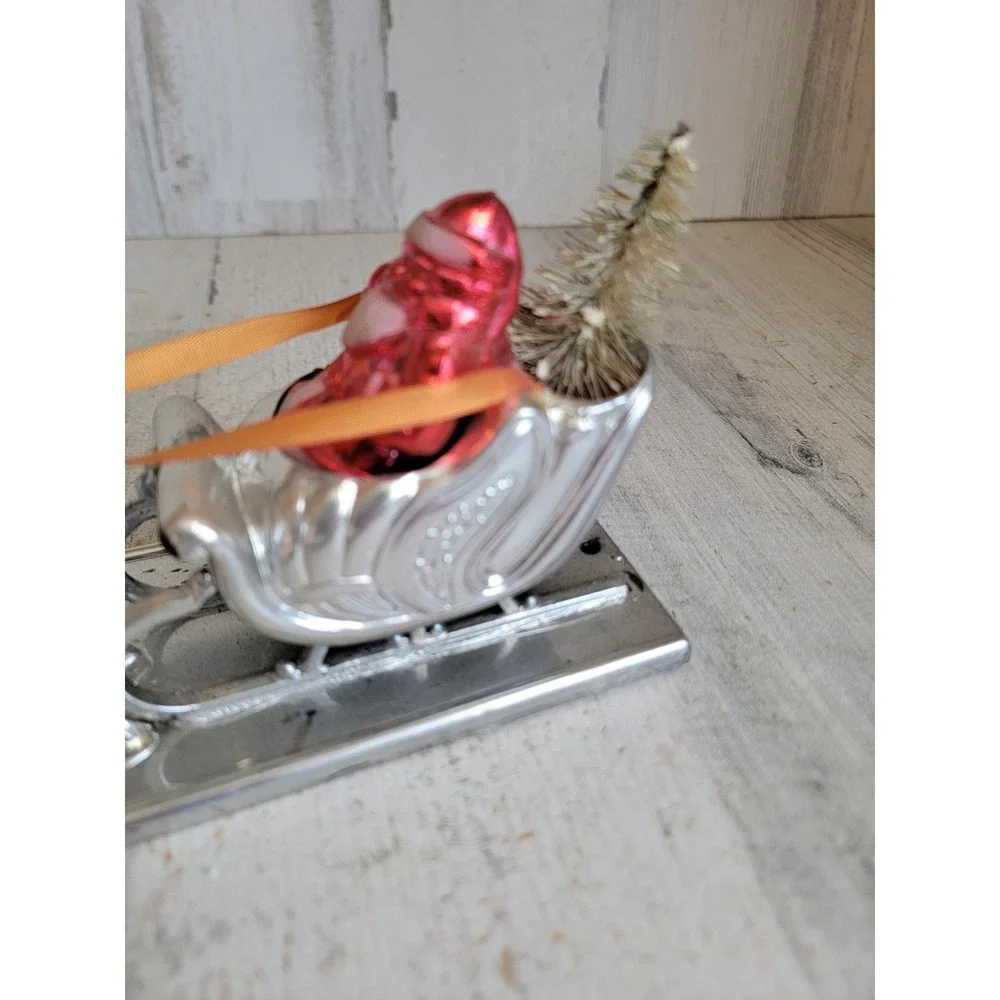 Santa Claus AS IS vintage sleigh unique table top Xmas home decor reindeer